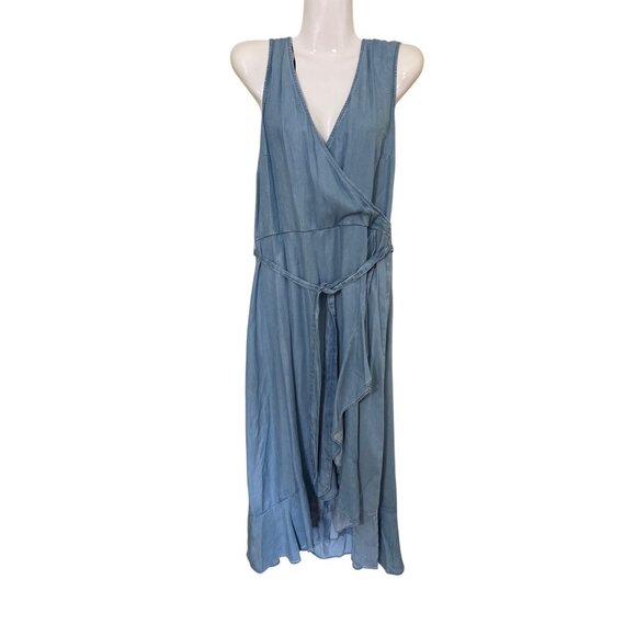 NEW H&M Conscious Womens Dress Size 10 Tencel Lyocell Blue Boho Vacation Resort - Picture 1 of 10